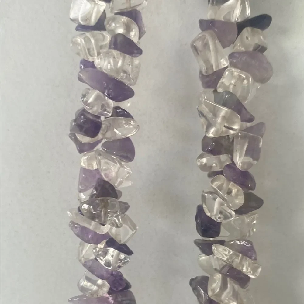 Amethyst and Clear, Quartz, Crystal Beaded Necklace